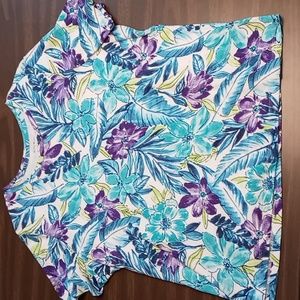 Studio Works Blue/Purple Flowered Tee Size 1X